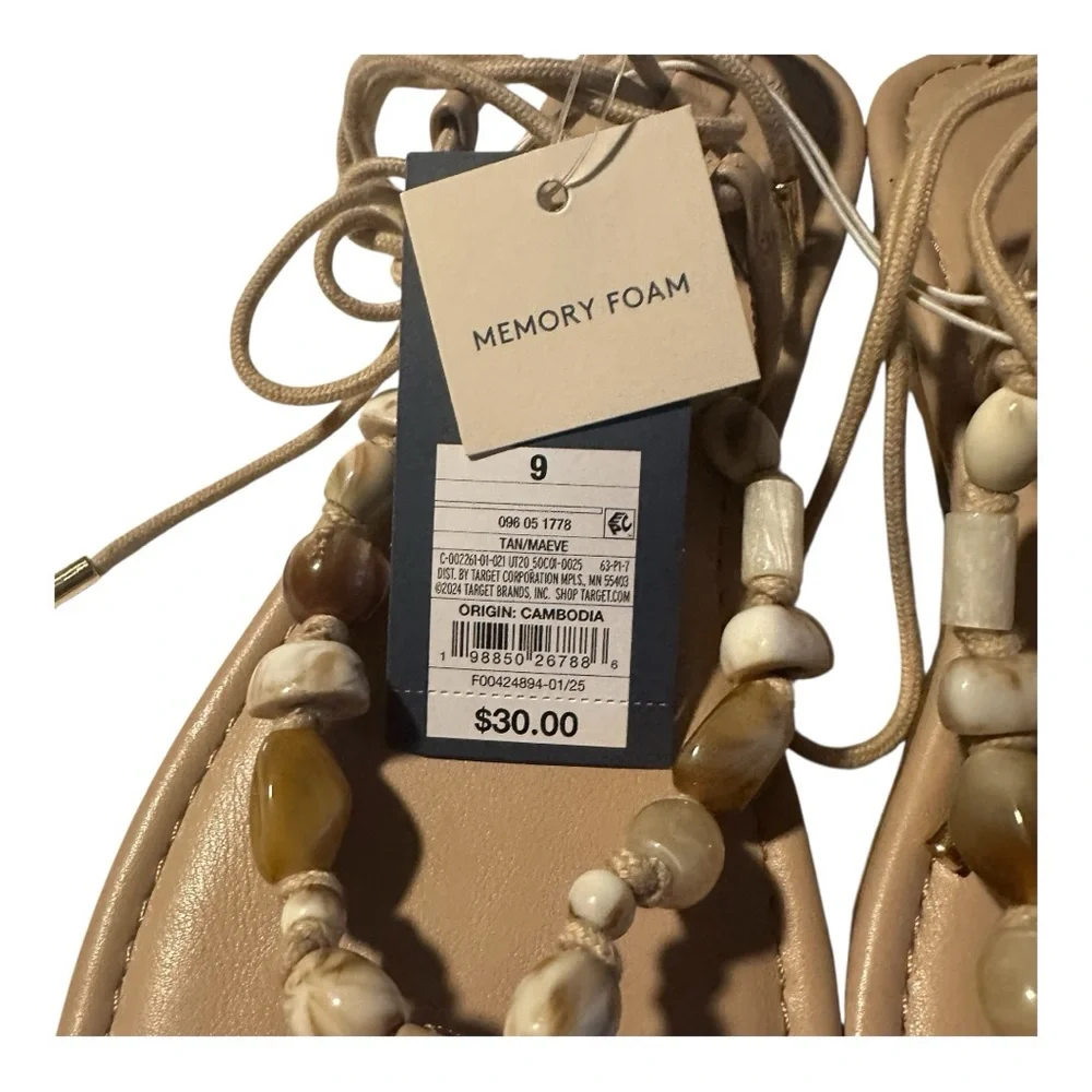 Universal Thread Tan Beaded Sandals - Picture 3 of 5